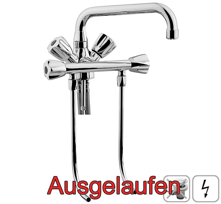 DIBL'med Zweigriff-Spülthekenbatterie für zwei Spülbecken, ohne Ablaufzubehör, Niederdruck