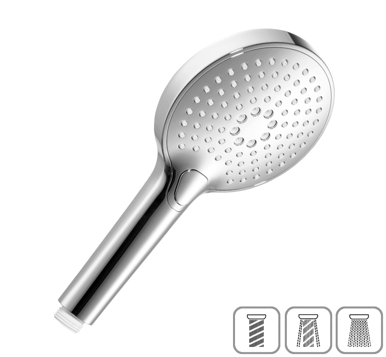 DIBL'fit Kunststoff-Dreistrahl-Antikalk-Handbrause mit Drucktaste