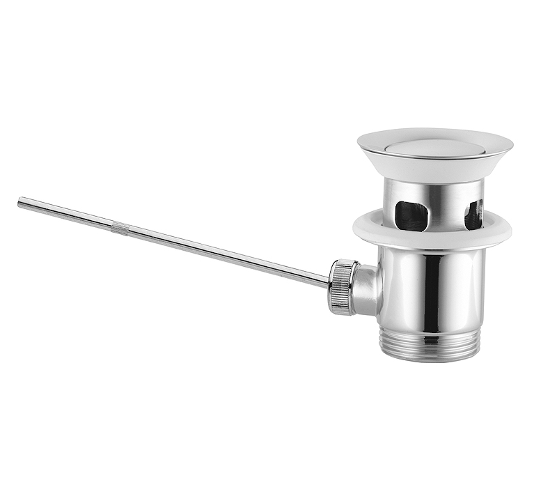 DIBL'fix Messing-Waschtisch-Ablaufgarnitur 1¼", mit glanzverchromtem Korpus, mit rundem Messing-Verschlussstopfen Ø 40 mm